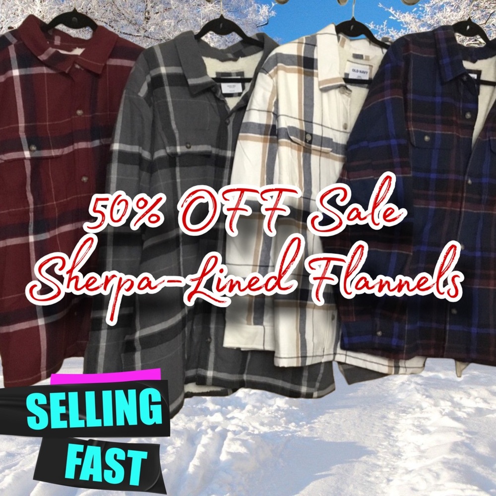 Cozy Sherpa-Lined Flannel Coat Jacket Plus Neutral Blue Red Gray Plaid